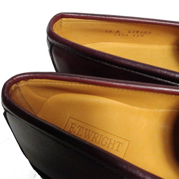 E.T. Wright Like New Men\'s Oxblood Burgundy mock toe Penny Loafer Sz 10 Narrow main image 7